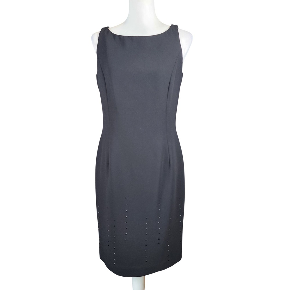 Jones New York Sheath Dress Womens 8‎ Black Beaded Cocktail Party Evening Formal